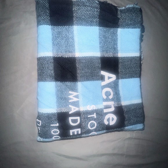 Unisex Acne Studios Stockholm Checked Wool Logo Scarf Made in Italy - Picture 5 of 10